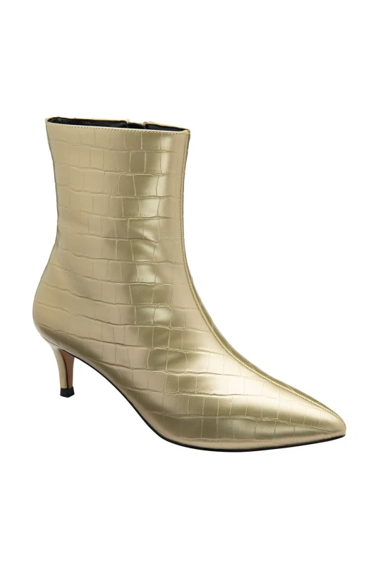 Image of Ravel Womens 'Currans' Kitten Heel Ankle Boots in Gold Size: 7 Gold Female 7