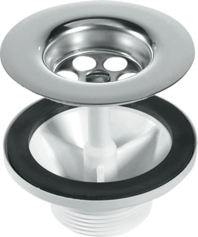 Image of McAlpine BSW6CP2H 1.5" Centre Pin Sink Waste: 85mm Stainless Steel Flange: Waste for Belfast Sink: Chrome Plated Handle Plug Silver