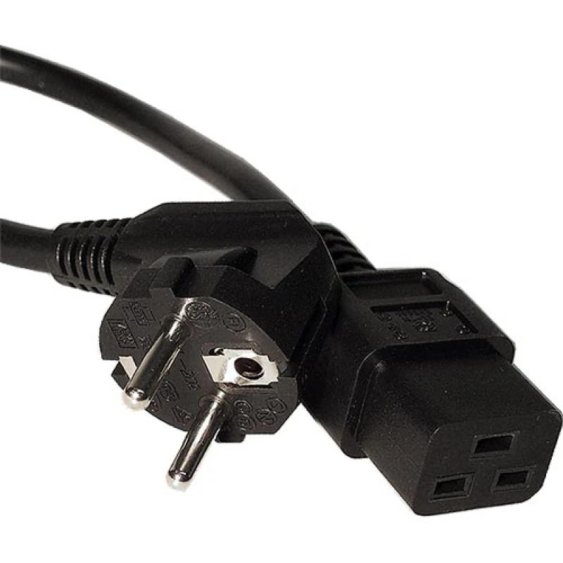 Image of Cablenet 2.5m Right Angle Schuko - IEC C19 Black PVC 1.5mm Power Leads