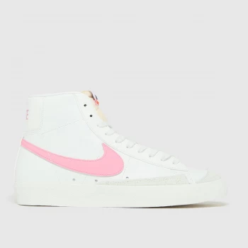 Image of Nike White & Pink Blazer Mid 77 Trainers