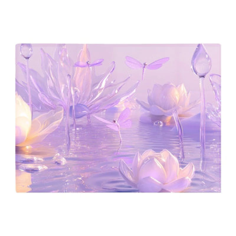 Image of Warren Reed Designer Mystical Waterlilies In Purple Twilight Chopping Board