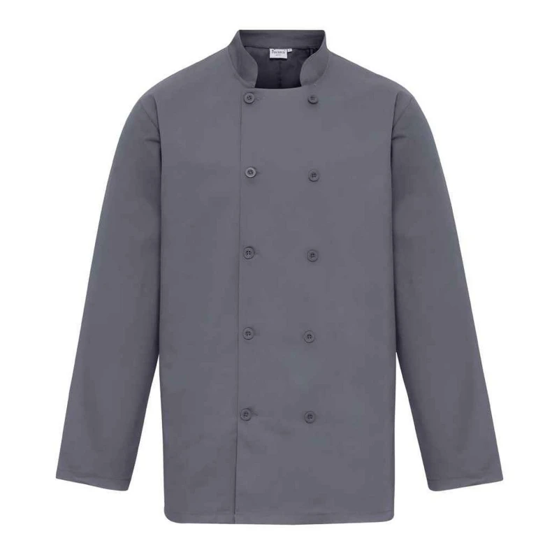 Image of Premier Premier Men Long-Sleeved Chef Jacket in Dark Grey Size: 5X-Large Dark Grey 5XL Male 5063693970048