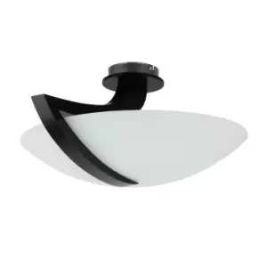 Image of Vinci Bowl Semi Flush Ceiling Light Black, 54cm, 3x E14