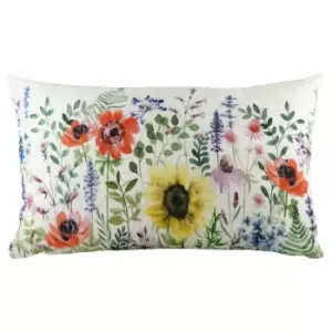 Image of Evans Lichfield Emma Wild Flowers Cushion Cover (30cm x 50cm) (Multicoloured)