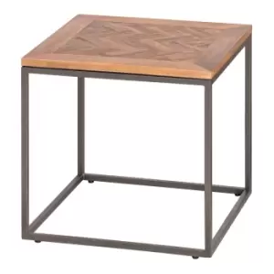 Image of Hill Interiors Hoxton Collection Side Table with Parquet Top in Brown