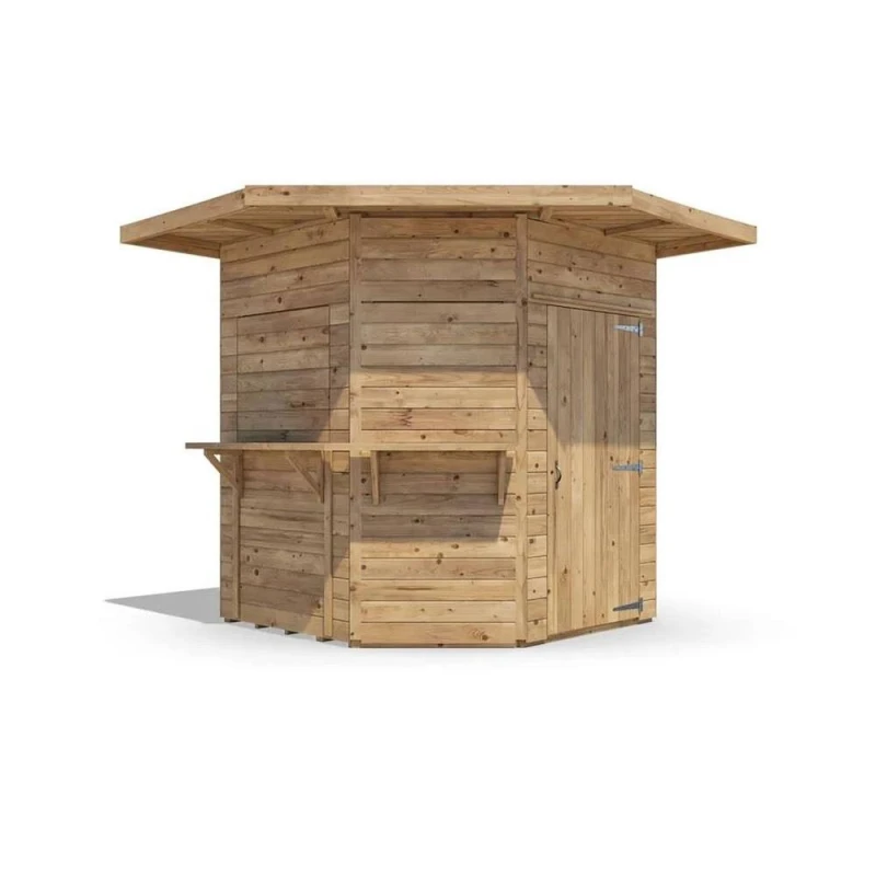 Image of Dunster House Outdoor Bar Shed 2.4M X 2.4M Pressure Treated The Corner Hangover Garden Bar Iii