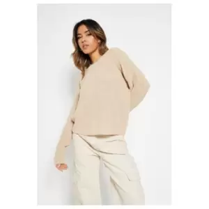Image of I Saw It First Crew Neck Knitted Jumper - Brown
