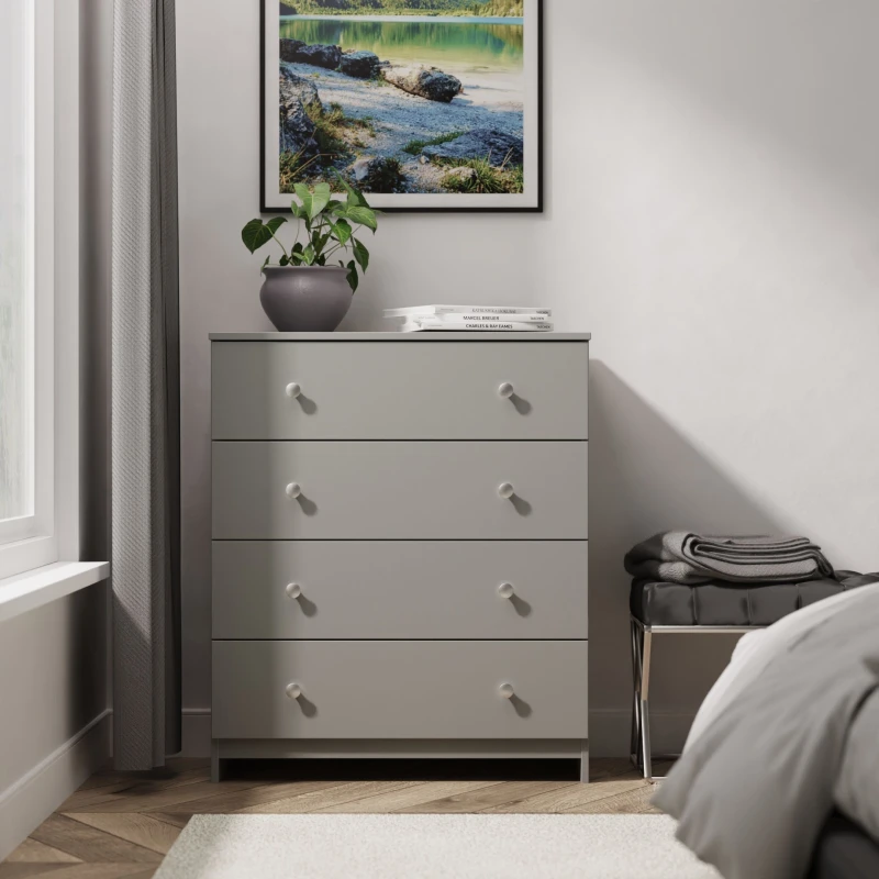 Image of Portland 4 Drawer Chest Of Drawers In Uniform Grey & Dusk Grey (Ready Assembled)