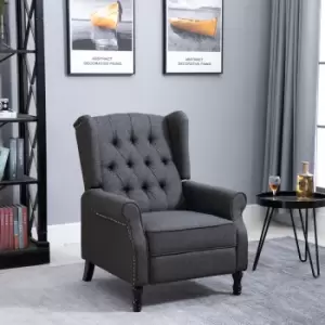 Image of HOMCOM 160 Degree Manual Reclining Armchair With Retractable Footrest Adjustable Deep Grey