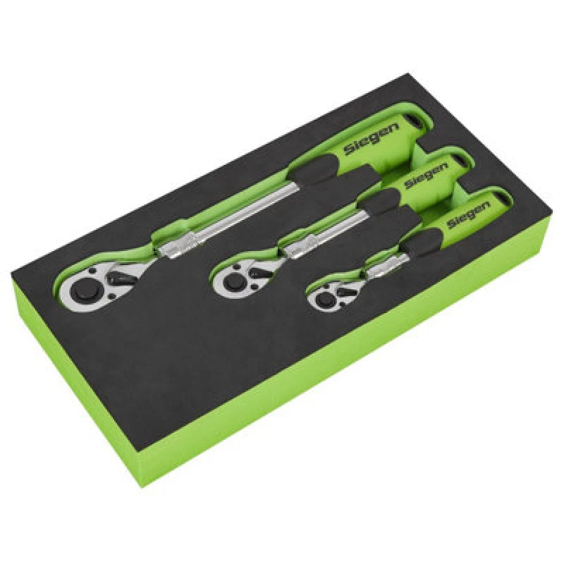 Image of Siegen 3 Piece Combination Drive Extendable Ratchet Set in Module Tray S0128 Drive: Combination
