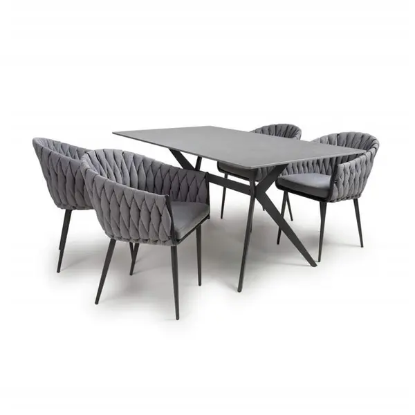 Image of Shankar Timor 1.6m Grey & 4 Pandora Grey Dining Set - Grey 9016075
