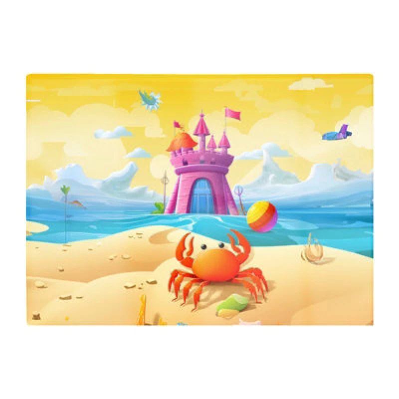 Image of Warren Reed Designer Orange Crab On A Beach Holiday Glass Chopping Board