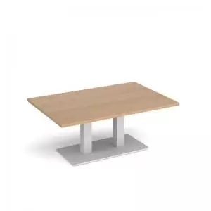 Image of Eros rectangular coffee table with flat white rectangular base and
