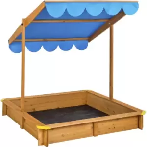 Image of Tectake - Sandpit Emilia with adjustable roof - kids sandpit, wooden sandpit, childrens sandpit - blue - blue