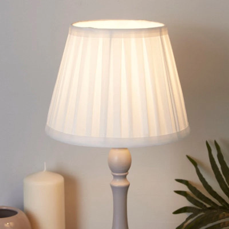 Image of Lighting Collection White Pleat Classic Tapered Textured Fabric Table Lamp Shade