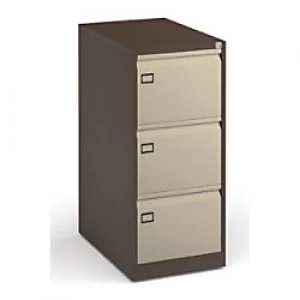 Image of Dams International Filing Cabinet with 3 Lockable Drawers DEF3C 470 x 622 x 1016mm Coffee & Cream