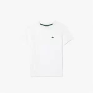 Image of LACOSTE Boys Logo Crew Neck T Shirt - White