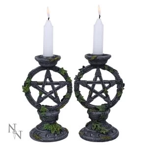Image of Wiccan Pentagram Candlesticks Set of 2