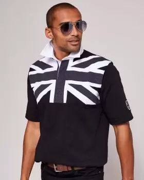 Image of Cotton Traders Mens Supporters Short Sleeve Rugby Shirt in Black