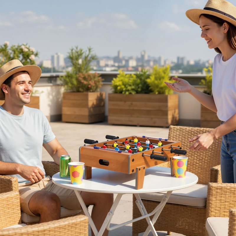 Image of SPORTNOW 20 in Table-top Foosball Table for Kids, Table Football Game in Natural Natural Unisex