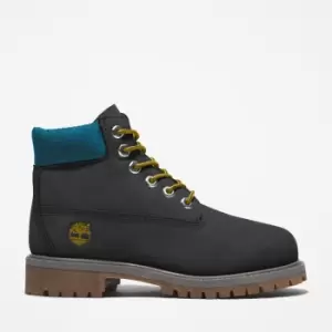Image of Timberland Premium 6" Boot For Junior In Black/blue Black Kids, Size 3.5