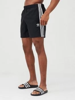 Image of Adidas Originals 3 Stripe Swim Shorts - Black
