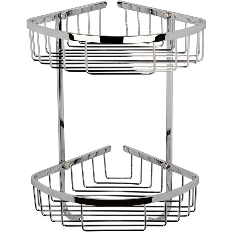 Image of nuie Wirework Large 2 Tier Corner Basket - Chrome, Silver LL308