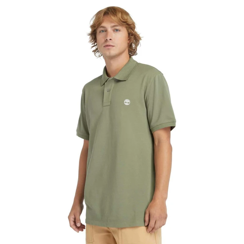 Image of Timberland Oyster River Logo Short Sleeve Polo Shirt Green male S