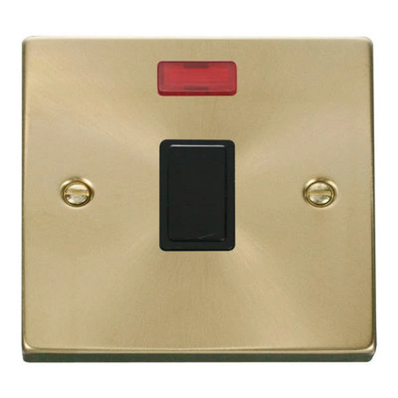 Image of SE Home Satin / Brushed Brass 1 Gang 20A DP Switch With Neon Gold