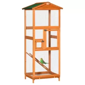 Image of PawHut Wooden Outdoor Bird Aviary Cage - Orange