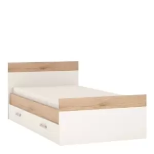 Image of 4Kids Single Bed With Under Drawer In Light Oak And White High Gloss (Lilac Handles)