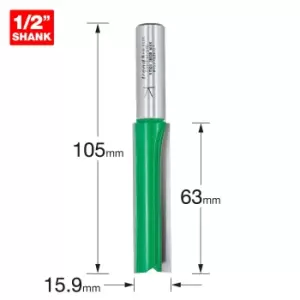 Image of Trend CRAFTPRO Two Flute Straight Router Cutter 15.9mm 63mm 1/2"