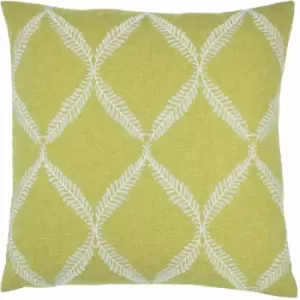 Image of Paoletti - Olivia Lattice Embroidered Piped Cushion Cover, Citron, 45 x 45 Cm
