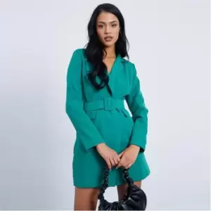 Image of I Saw It First Woven Belted Blazer Mini Dress - Green