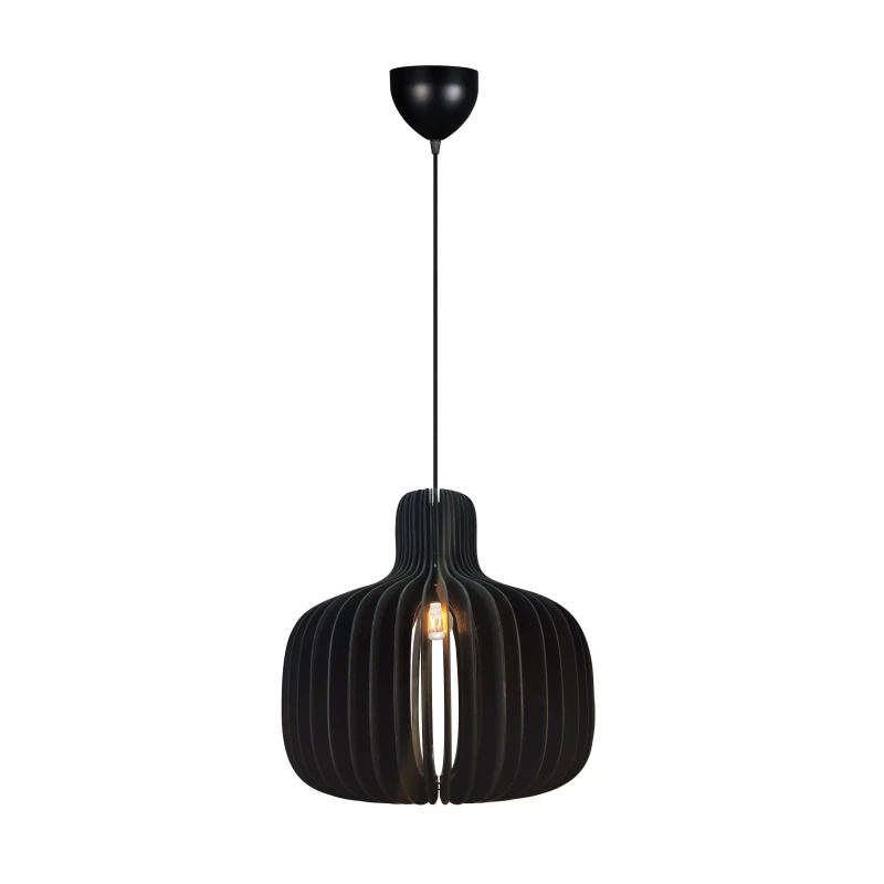 Image of Nordlux Modern Indoor Pendant Light Black Wood E27 Slatted - Mains Powered, IP20 Black Unisex