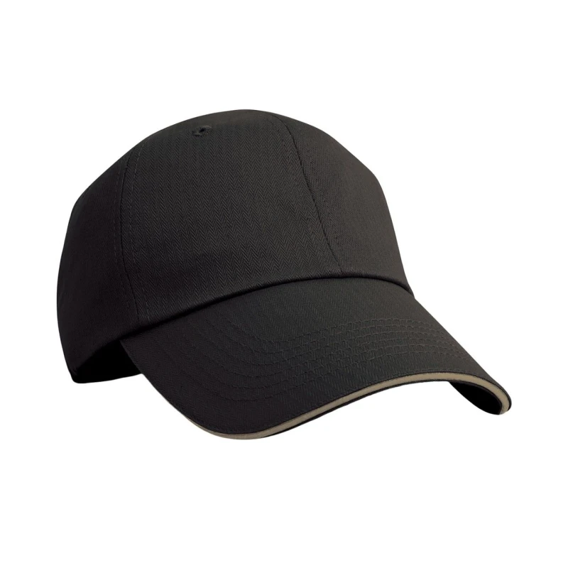 Image of Result Result Men Herringbone Sandwich Peak Baseball Cap in True Black True Black One Size Male 5063527387448