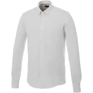 Image of Elevate Mens Bigelow Long Sleeve Pique Shirt (S) (White)