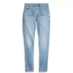 Image of Polo Ralph Lauren High-Rise Skinny Jeans - Blue