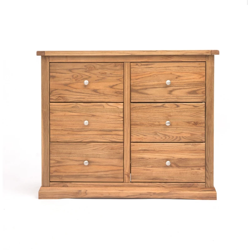 Image of Cabinet Bits Salerno 6 Drawer Chest of Drawers Chrome Knob in Natural Natural Unisex