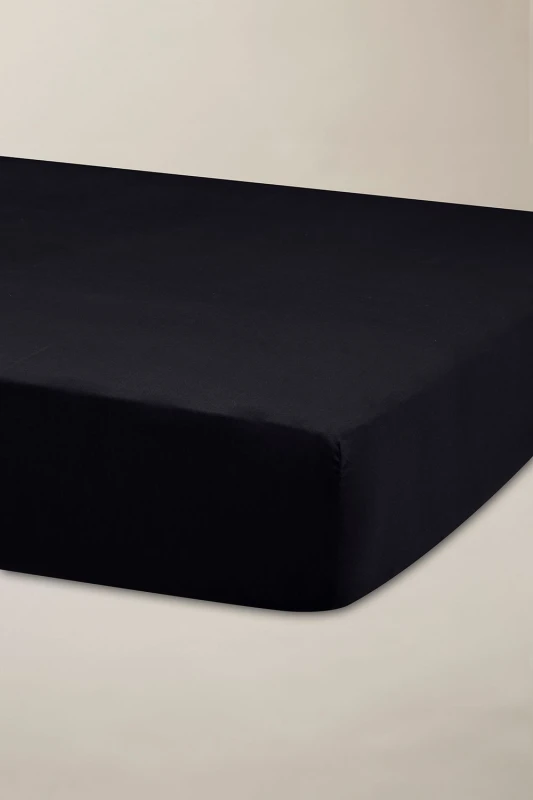 Image of Ted Baker 'TB Plain Dye' Cotton Sateen Fitted Sheet in Black Size: King Black King Unisex 5016709638449