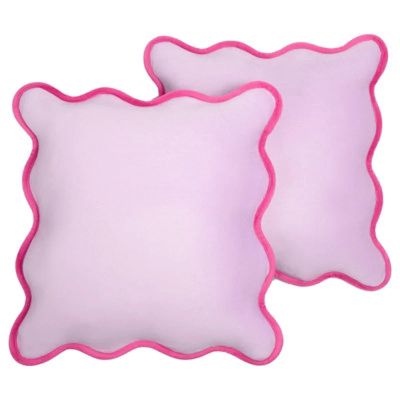 Image of OHS OHS 2 Pack Matte Velvet Scallop Edge Cushion Covers Home Decor Set in Lilac Size: 45cm x 45cm Lilac 45cm x 45cm Unisex 5027434205943