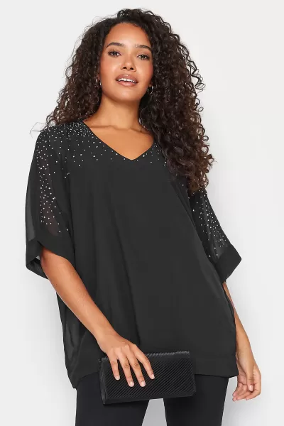 Image of Black Diamante Cape Top