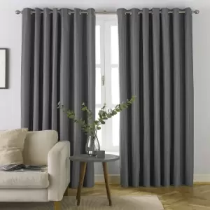 Image of Furn Moon Eyelet Curtains (66in x 90in) (Grey)