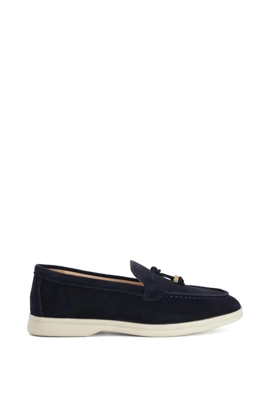 Image of Dune London Womens 'Gasil' Suede Loafers in Navy Size: 6 Navy Female 6