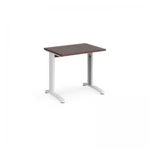 Image of TR10 straight desk 800mm x 600mm - white frame and walnut top
