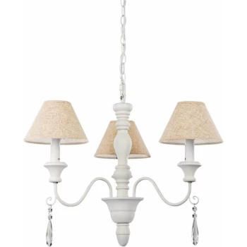 Image of Ideal Lux Lighting - Ideal Lux Provence - Multi Arm Chandelier 3 Light White Finish, E14