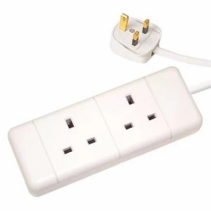 Image of Zexum White 13A Plug 2 Gang 2G Socket Extension Cord Cable Lead