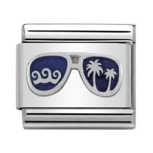 Image of Nomination CLASSIC Silvershine Symbols Blue Miami Sunglasses Charm...