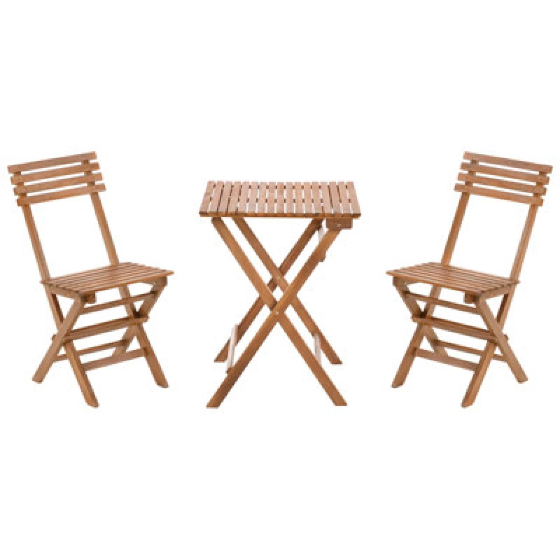 Image of Beliani Bistro Set Folding Solarolo Certified Acacia Wood Brown
