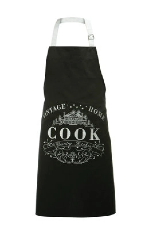 Image of Premier Housewares Black Kitchen Apron with White Neck, Cooking Apron for Men. Women, Apron with COOK Lettering Black